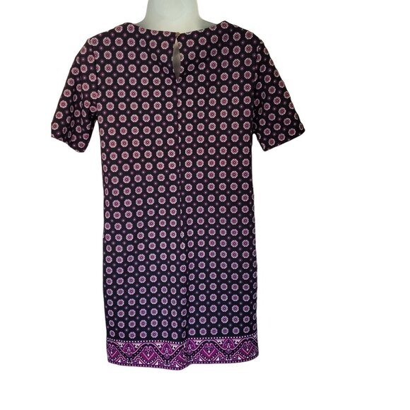 Banana Republic Womens 0 Petite Shift Dress Navy Pink Geometric Pattern Short Kn - Picture 3 of 8